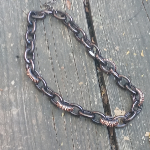 🌰🌞 Chunky Thick Chainlink Rhinestones Necklace - Picture 7 of 11